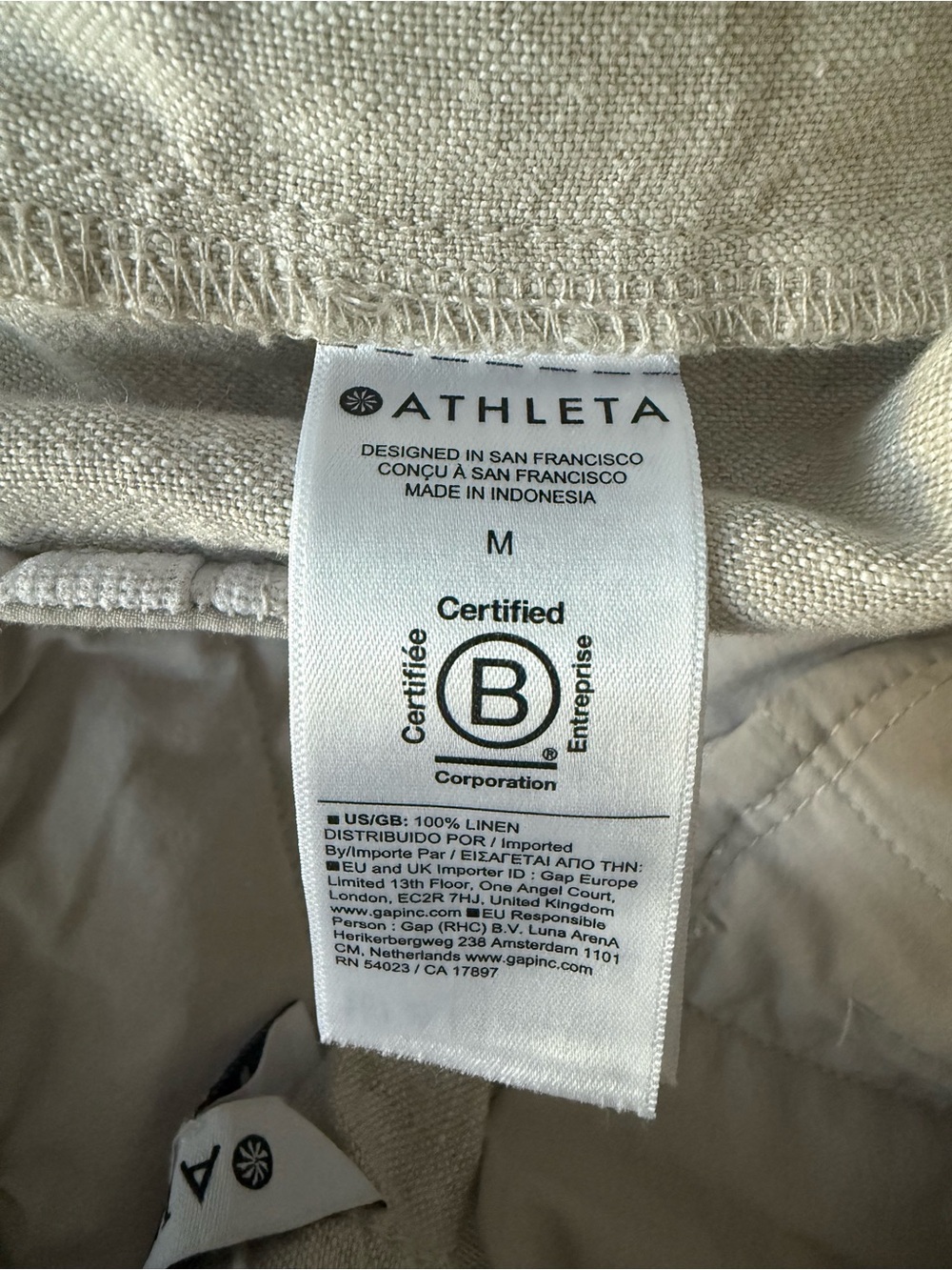 Athleta Retreat 100% Linen Wide Leg Pants Natural Size M - Picture 9 of 13